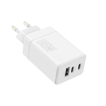 Ładowarka sieciowa 2xUSB-C PD 65W + USB + kabel TYP-C - TYP-C XO CE13 biała