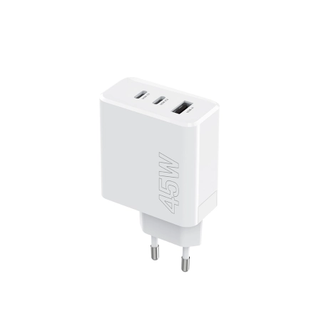 Ładowarka sieciowa 2xUSB-C PD 45W + 1xUSB 3.0 QC Maxlife MXTC-07-45ACC biała