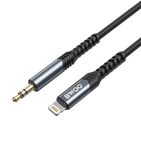 Kabel AUX Jack 3,5mm - Lightning 1m czarny BWOO BO-AUX068