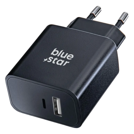 Ładowarka sieciowa 1xUSB-C PD + 1xUSB QC4.0 GaN 25W Blue Star