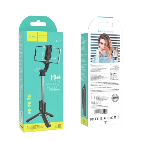 Uchwyt selfie BT HOCO K17 + tripod 60cm czarny