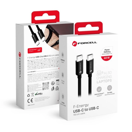 Kabel TYP-C - TYP C 1.5m Forcell C338 czarny 60W