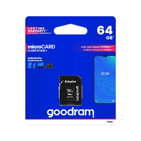 Karta pamięci 64GB micro+adapter CL10 GOODRAM