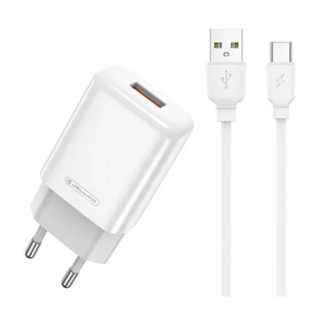 Ładowarka sieciowa 1XUSB 2.4A + kabel TYP C JELLICO EU01 biała