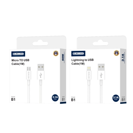 Kabel USB micro 1m biały JELLICO B1 3.1A