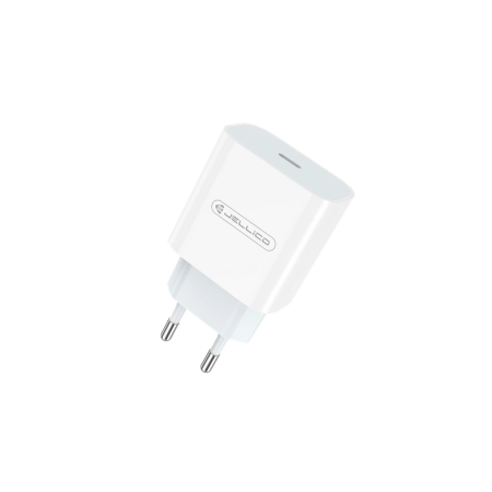 Ładowarka sieciowa USB-C PD 20W JELLICO AK180 biała + kabel Typ C - Lightning biała