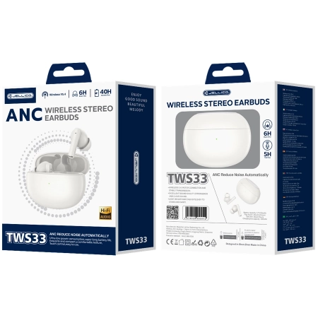 Słuchawki Bluetooth JELLICO ANC TWS33 białe