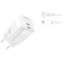 Ładowarka sieciowa 2xUSB-C PD 35W + kabel Typ C - Lightning XO CE07 biała