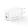 Ładowarka sieciowa 2xUSB-C PD 65W + USB + kabel TYP-C - TYP-C XO CE13 biała