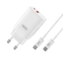 Ładowarka sieciowa USB-C PD 45W + 1xUSB 3.0 QC + kabel TYP C - TYP C XO CE16 biała