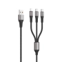 Kabel USB 3w1 Micro/iPhone/TYP-C czarny 1.2m VIDVIE CB4039 czarny