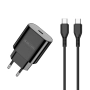 Ładowarka sieciowa USB-C PD 25W + kabel Typ C - Typ C JELLICO C35 czarna