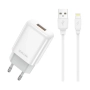 Ładowarka sieciowa 1xUSB 2.4A + kabel lightning JELLICO EU01 biała